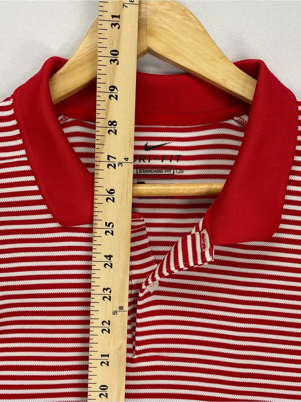 Nike Golf Polo Shirt Men's XL Red White Striped Standard Fit Performance Knit